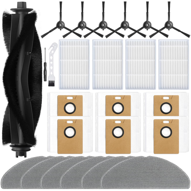 [Australia - AusPower] - RV20 Max Plus Replacement Parts for Tapo RV20 Max Plus/RV30 Max Plus/RV30/RV20 Robotic Vacuum Cleaner Parts with 1 Roller, 4 HEAP, 6 Mops, 6 Dust Bags, 6 Side Brushes,1 Clean Brush 