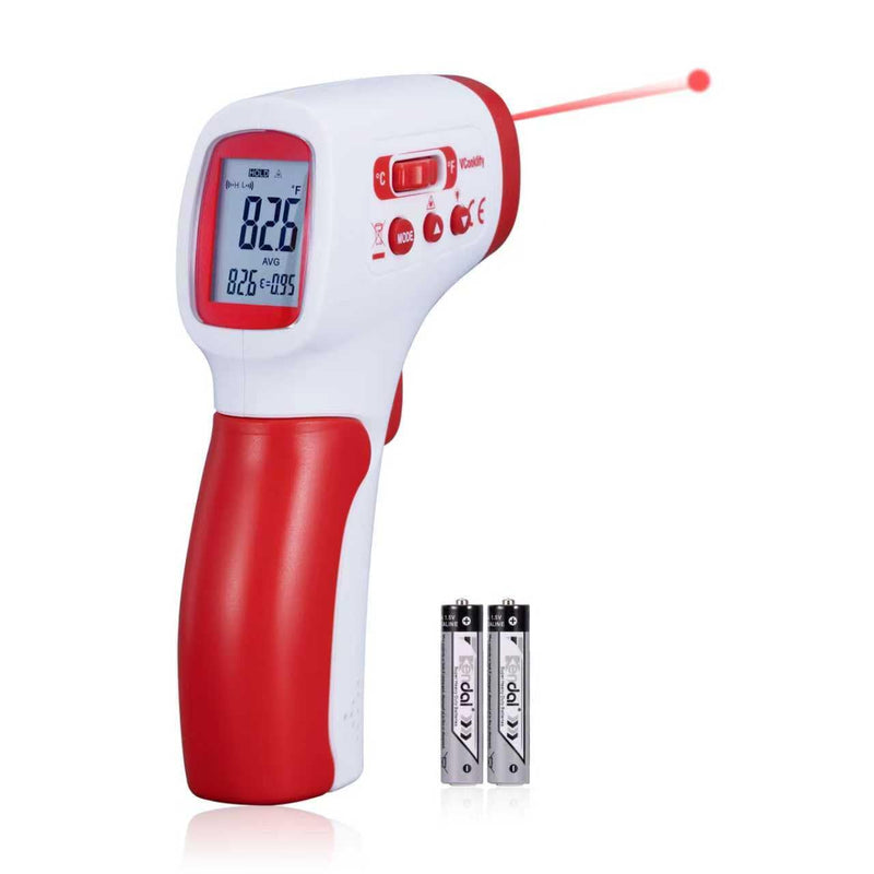 [Australia - AusPower] - Infrared Thermometer for Meat,Laser Temperature Gun,-58~1112°F,DS 12:1 Digital IR Temp Gun with Adjustable Emissivity&High/Low Alarm,LCD Display Thermal Gun for Food Oven Cooking HVAC Red 