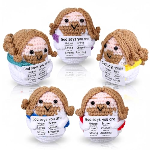 Marsui 5 Pcs 10 Pcs Crochet Dolls Jesus Figures Christian Gift, Colorful