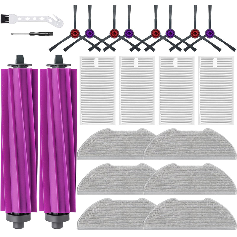 E20 Plus Replacement Parts for Eureka E20 Plus Robotic Vacuum Cleaner Parts with 2 Roller Brush, 4 HEAP, 6 Mops, 8 Side Brushes,1 Screwdriver, 1 Clean Brush E20 Plus Replacement Parts