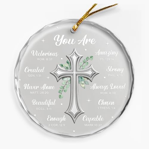 Christian Circle Plexiglass Ornament, Catholic Religious Spiritual Inspirational Gifts, You are Ornament 3 inches, Christmas Tree Decoration, Gift for Women Girl Friends Christian
