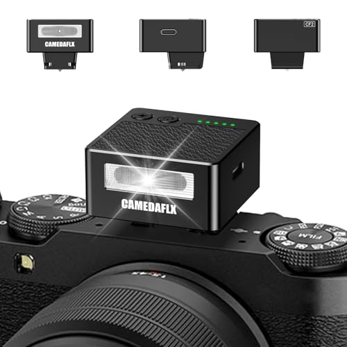 CF2 Mini Camera Flash-Aluminum Hot Shoe Flash,GN10,5 Power Levels Manual Camera Flash for Sony ZV1/Ricoh GR3/Fuji/Canon/Nikon/Mini Flash for Film Camera DSLR(Black).