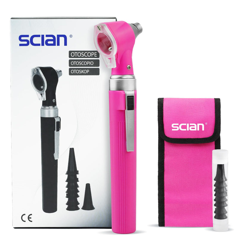 Scian Otoscope - Ear Scope with Light, Pocket Ear Diagnostic Kit with 3X Magnify Lens & 8 Speculum Tips for Kids,Elders,Dogs,Home Use (Pink) Pink