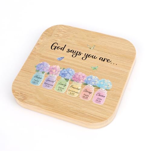 Christian Gifts for Women Men Faith Based Religious Gift God Says You are Wood Drink Coaster for Desk Square Cup Holder Unique Inspirational Christmas Birthday Valentines Day Gifts Best Friend Sister