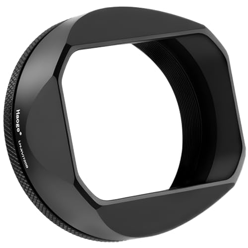 Haoge Square Metal Lens Hood with 49mm UV Filter Adapter Ring for Fujifilm X100VI Fuji X100V X100F X100T X100S X70 Camera Black LH-XVI100B