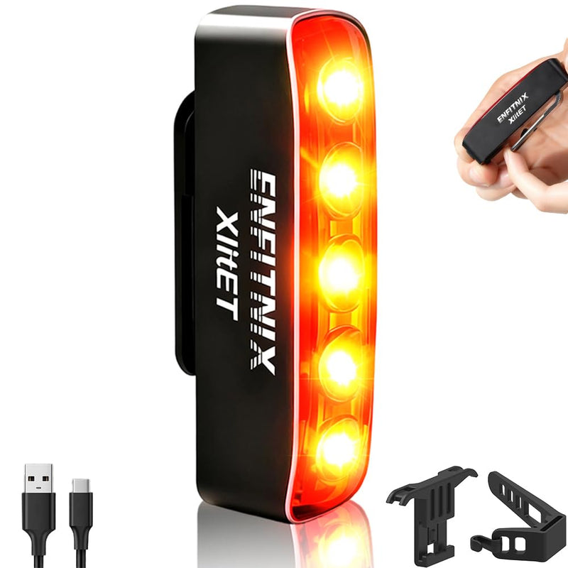 [Australia - AusPower] - ENFITNIX XlitET Bike Tail Light,Brake Sensing,Auto On/Off,50 Lumen Ultra Bright Rear Bike Light,USB-C Rechargeable LED Bicycle Tail Lights,IPX5 Waterproof,Cycling Accessories Lights for Night Riding. 