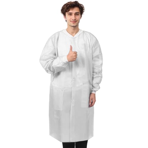 1 x disposable protective gown, polypropylene, disposable gown, with contact closure, breathable, disposable protective gown, white