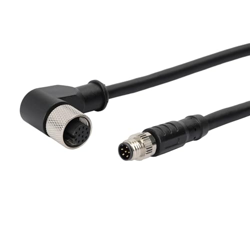 Cable for Livox Mid360 LiDAR to Unitree Go2 Robot Dog, M12 Aviation A-Coded 12 Pin Female Right Angle to M8 6pin Connector, 50cm 50 cm L-shaped connector