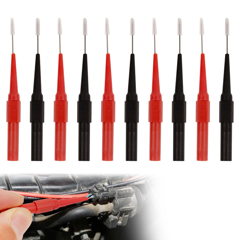 [Australia - AusPower] - 10pcs Test Probes with 4mm Banana Jack，Piercing Needles for Non-Destructive Wire Testing, Back Probe Kit & Back Probe Kit Automotive Compatible with Car Testers and Multimeters for Mechanics 