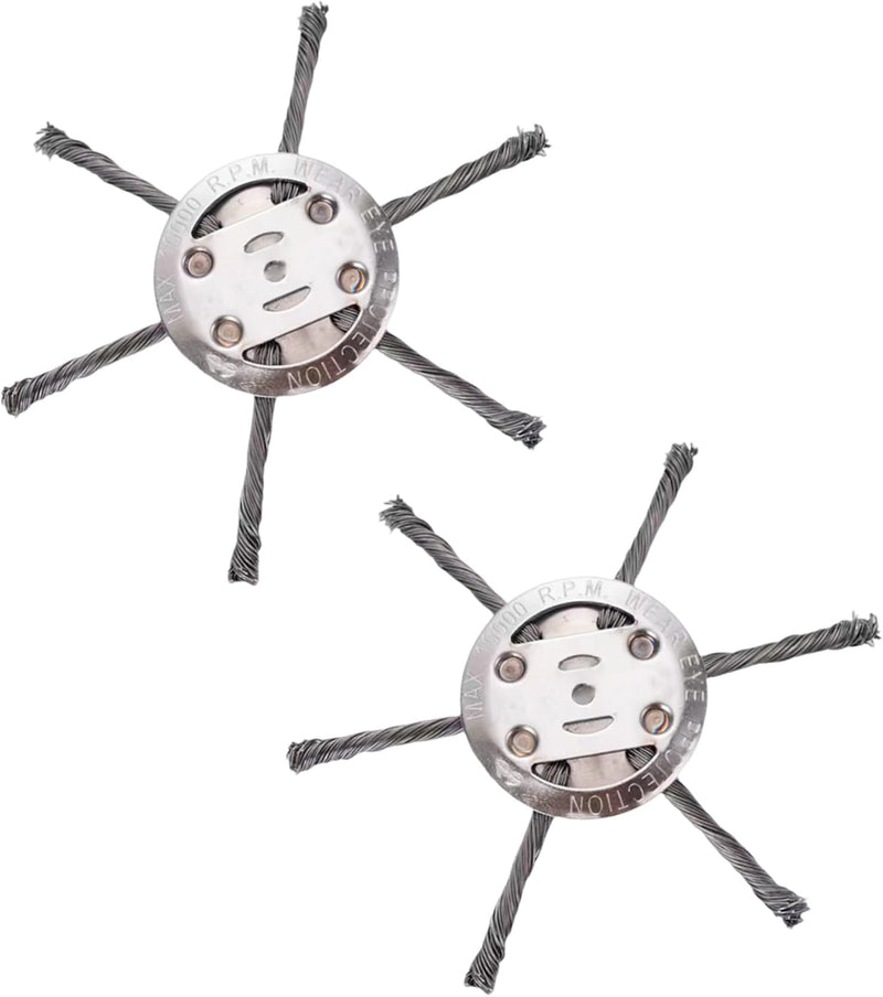 TAKONE Pack of 2 Steel Brush Cutter Head - 6-Blade Wire Trimmer Head as Grass Trimmer Replacement Head, Steel Brush for Grass Trimmer and Line Trimmer, Suitable for 5 mm Bore Battery Grass Trimmer | Set of 2; steel brush cutter head; 6-blade system; re...