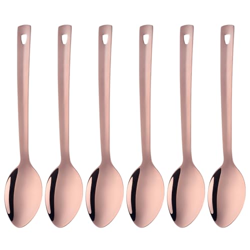 Stainless Steel Serving Spoon Sets,6PCS 13inch Kitchen Kitchenware Long Handle Cooking Utensil, Kitchen Serving Tablespoons（Rose Gold） 6PCS Rose Gold