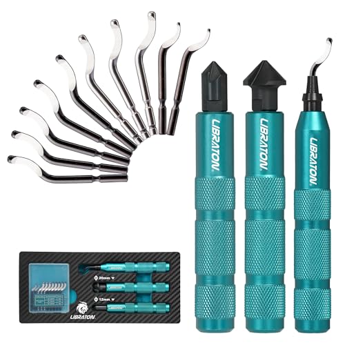 LIBRATON Deburring Countersink Hand Reamer with 10 HSS Blades | 360° Swivel Hand Deburring Tool for Metal, Resin, PVC, Copper, Plastic, 3D Printing, Wood