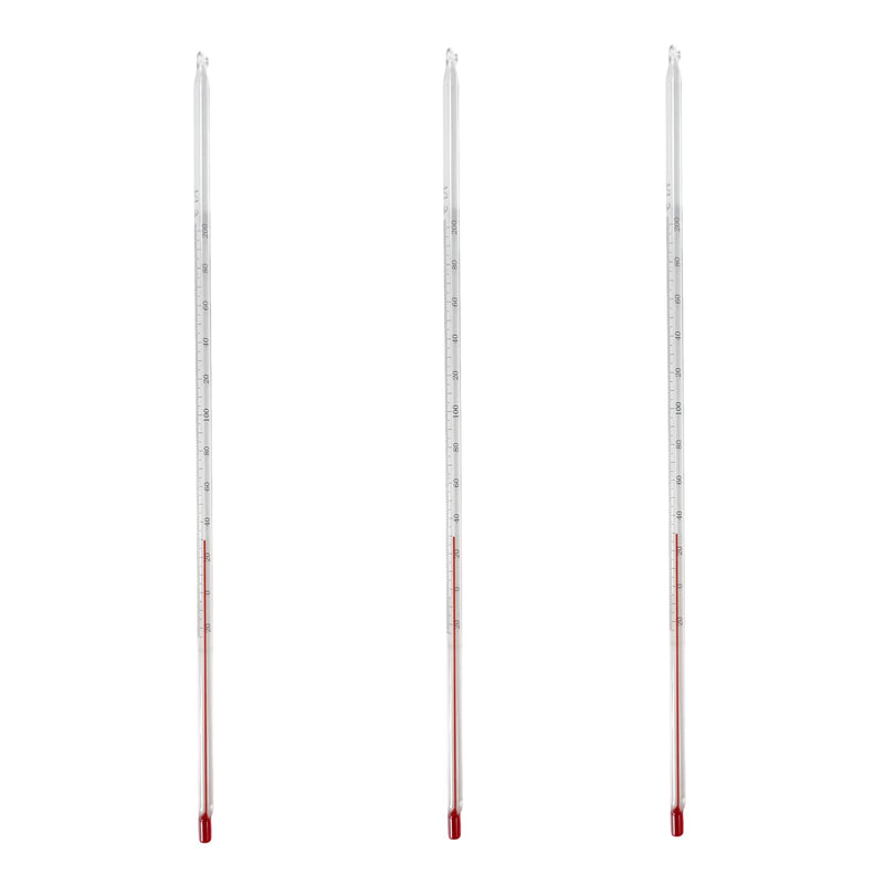 [Australia - AusPower] - 3Pcs Lab Glass Celsius Thermometer -20 to +200℃ Length 300mm Laboratory Red Liquid Temprature Meter 3 