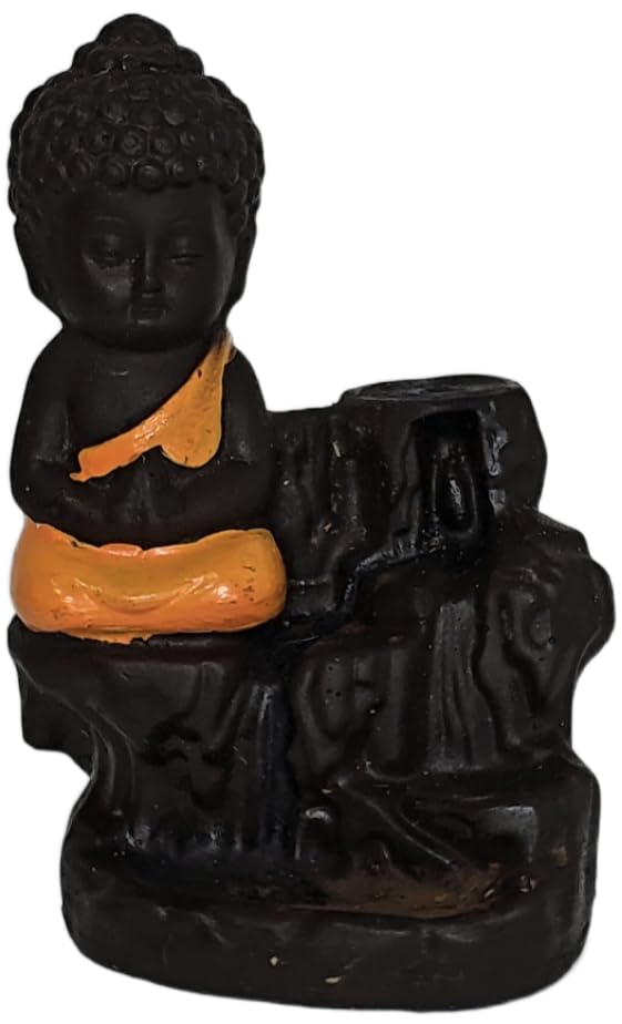 All the Best - Handcrafted Incense Cone Burner – Portable Smoke Fountain Holder for Relaxation, Stress Relief & Spiritual Rituals – Bohemian Home Accent & Gift (Orange) (Black & Orange) Black & Orange
