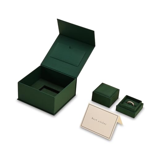 Oirlv Green Ring Gift Box Double Box for Wedding