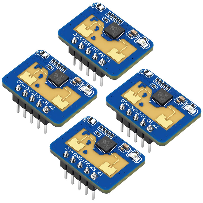 [Australia - AusPower] - 4pcs LD2410C Sensor Module HLK-LD2410 Human Presence Sensors 24GHz ISM Band Millimeter Wave Radar Sensor Non Contact Serial Port IO Level Output 4 