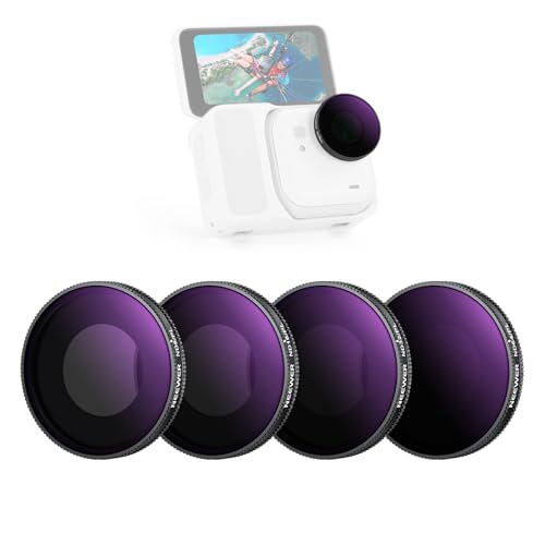 NEEWER Polarized ND Filter Set Compatible with Insta360 GO Ultra (ND8/PL ND16/PL ND32/PL ND64/PL), Screw On Neutral Density Polarizer Lens Filter HD Optical Glass Action Camera Accessories, FL-C52 360 GO ULTRA 4 Pack ND/PL