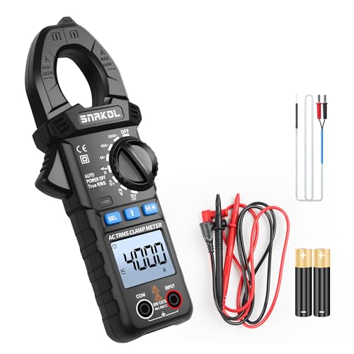 Digital Multimeter Tester 4000 Counts Amp Clamp Meter with 35mm Jaws for AC/DC Voltage and AC Current Meter, Resistance, Diode Capacitance, Continuity, Frequency, Thermocouple, NCV Auto-Ranging 4000 Counts Upgraded