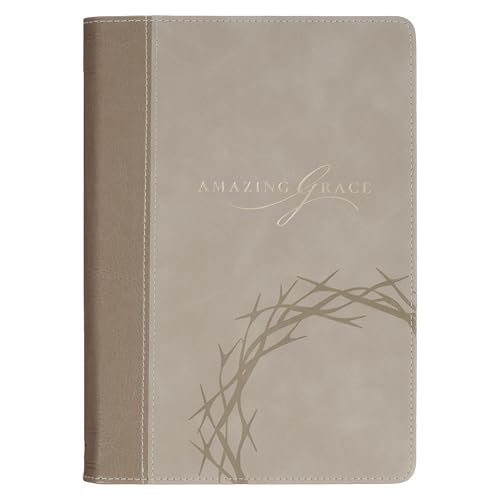 Christian Art Gifts Classic Journal Amazing Grace Isa. 53:5 Bible Verse, Inspirational Scripture Notebook, Ribbon Marker, Taupe Vegan Leather Flexcover, 336 Ruled Pages, (8.6” x 6.1” x .9”)