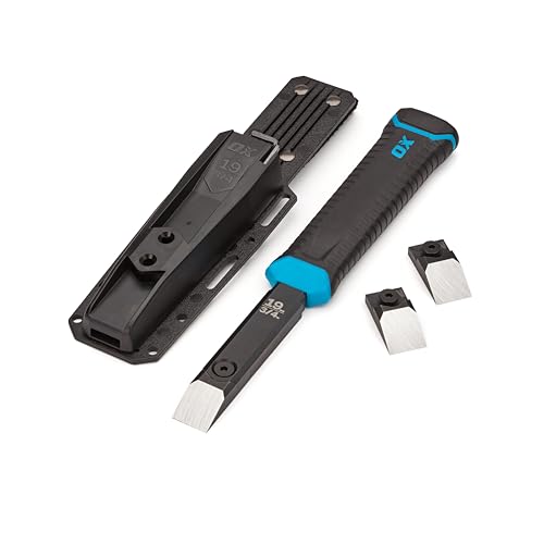 OX Pro 3/4-inch replaceable tip wood chisel with holster and framing chisel tips