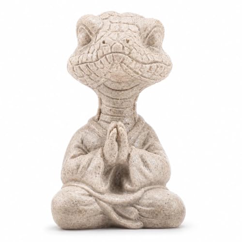 Meditating Snake Statue, Resin Zen Yoga Snake Figurine with Praying Hands, Spiritual Animal Desk Shelf Decor for Office, Meditation Room Snake 1