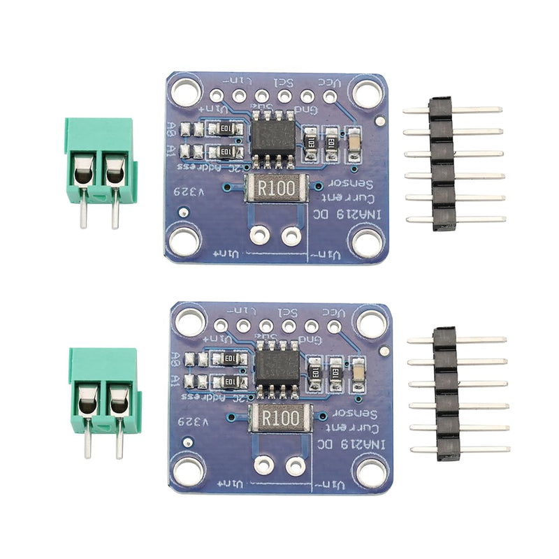 INA219 Bidirectional DC Current Monitoring Sensor with I2C Interface, 3-5.5V Zero Point Drift Performance Monitor Breakout Module for Arduino (Pack of 2)