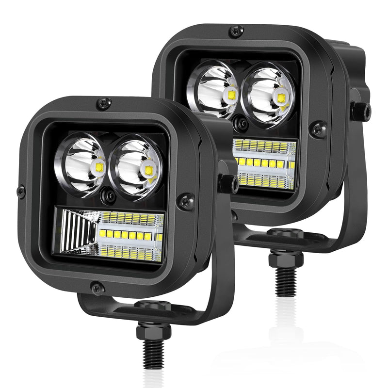 LED Cube Light Pod 3 Inch 110W CREE Off Road Driving Reverse Light Bar Spot Flood Combo Square LED Pods Ditch Lights Backup Work Lights for Offroad Truck SUV ATV UTV Marine Driving Beam