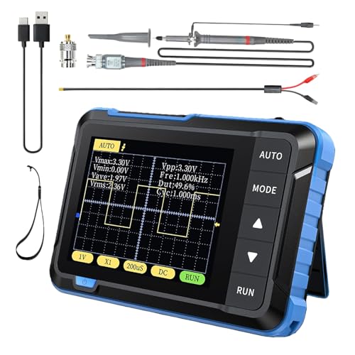 DSO152 Digital Mini Oscilloscope, Digital Oscilloscope 200 KHz with Sampling Rate 2.5 MS/s, 2.8 Inch TFT, Trigger Mode Auto/Nomal/Single for Beginners, DIY, Home Use