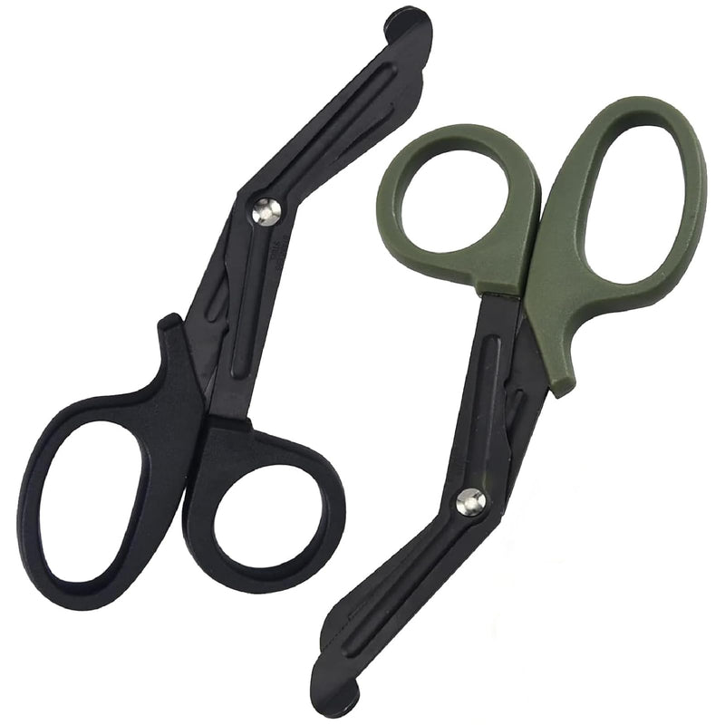 Pack of 2 Medical Bandage Scissors, Bandage Scissors, Care, Rescue Scissors, Medical Scissors, Lightweight 15 cm Long Curved Scissors for Nurses, Medical Students, Doctors and Emergency Rooms, Green +