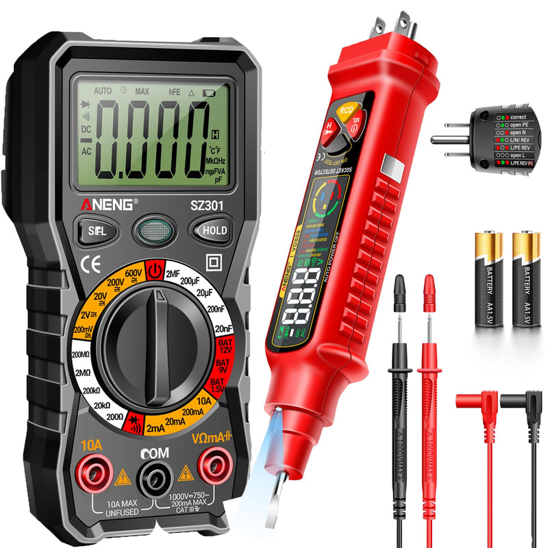 [Australia - AusPower] - Multimeter with Outlet Receptacle Measures Dual Range AC 2-440V,50Hz-60Hz Live/Neutral Wire Tester,Voltage,Current,Resistance,Continuity,Diodes,Breakpoint Finder,Circuit Polarity Wall Plug Tool 