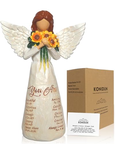 Sunflower Gifts for Women, Sunflower Angel Statue with Bible Verse
