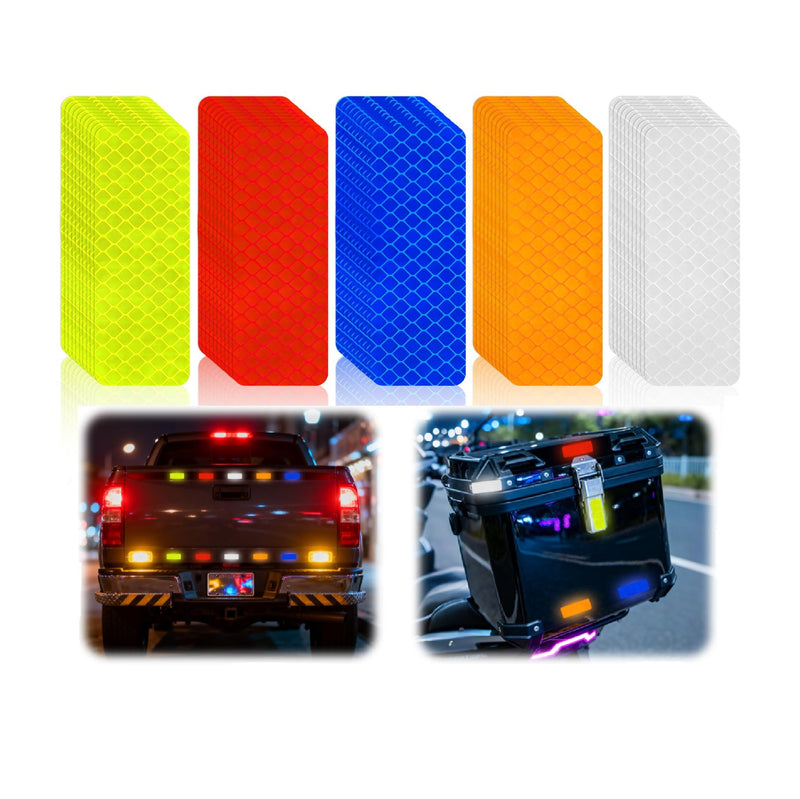 100pcs Reflective Stickers Hi Vis Reflective Tape Outdoor Waterproof Reflective Strips for Bikes Car Trailer Motorcycle Helmet Backpack Mailbox Scooter Golf Cart Clothing Post Red Yellow (100pcs) 100pcs