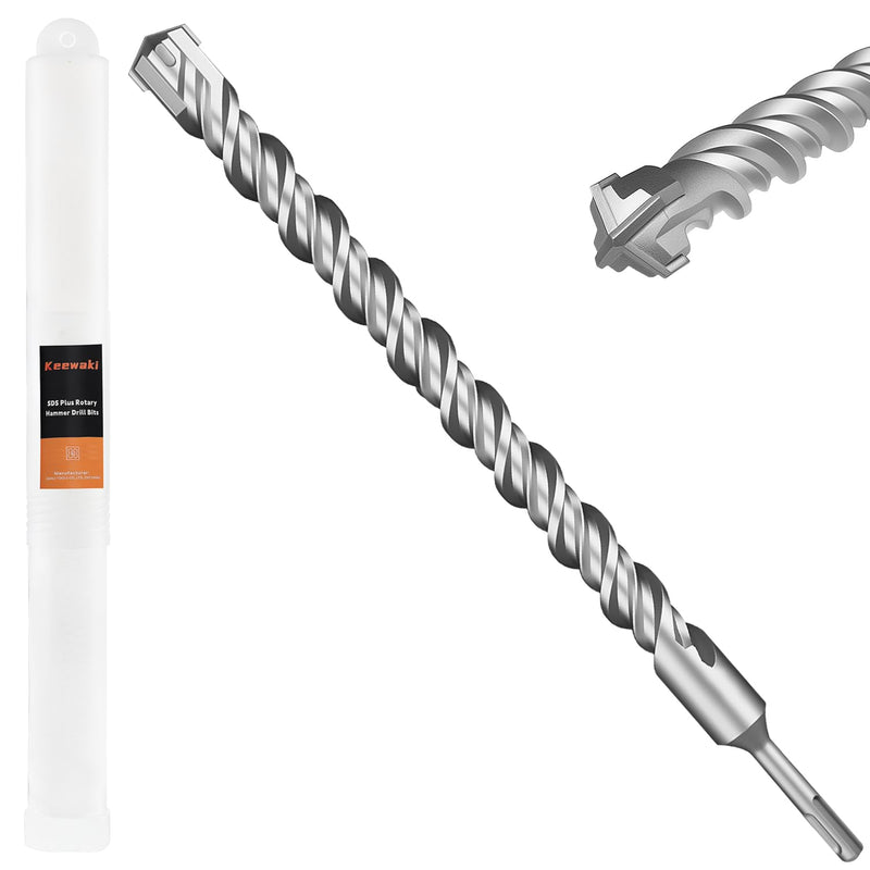 1-1/4" x 12" SDS Plus Rotary Hammer Drill Bit, Cross Carbide Tip, Heavy Duty Masonry Drill Bits for Concrete, Brick Hammer Drill Bits - Concrete Drill Bit Set 1-1/4" x 12" Length :12 inch