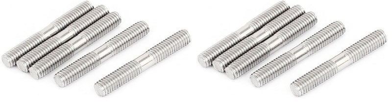 [Australia - AusPower] - uxcell M6x40mm 304 Stainless Steel Double End Threaded Stud Screw Bolt 5Pcs (Pack of 2) One Size (Pack of 2) 