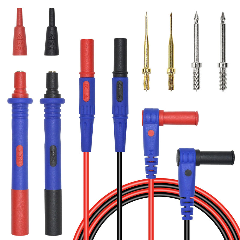 [Australia - AusPower] - ZIBOO KIT-17 Multimeter Test Leads Kit, Professional and Super Soft Silicone Test Leads Digital Multimeter Leads with Ultra-Sharp Replaceable Multimeter Probes Tips Set of 10 