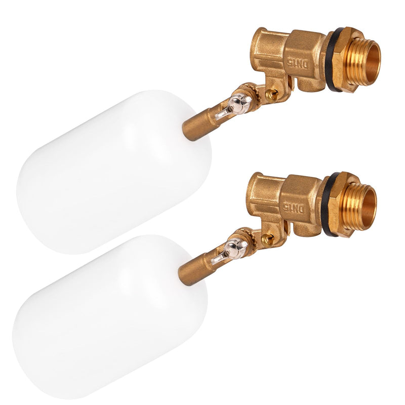 1/2 Inch Brass Float Valve 2 Pcs Adjustable Arm Water Level Control Valve 60 PSI Automatic Fill and Shut Off for Water Tank/Livestock Trough/Fountain/Pool/Pond 1/2 inch