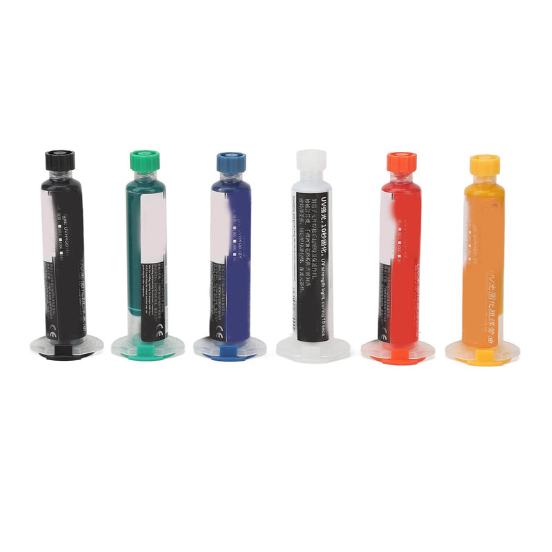 UV Soldering Masks Ink, Pack of 6 10CC Hardening Soldering Stop Ink, Light-Curing Solder Stop Paint, Insulate with Syringes for PCB Circuit Boards Repair Protect BGA Electronic Components Accessories