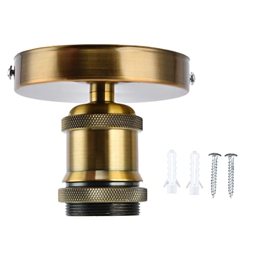 Ejoyous E26 E27 Lamp Holder, Vintage Ceiling Light Lamp Holder Retro Light Bulb Holder E27 Base for Kitchen Bedroom Living Room DIY Accessories (Golden Old Colour) Golden old colour