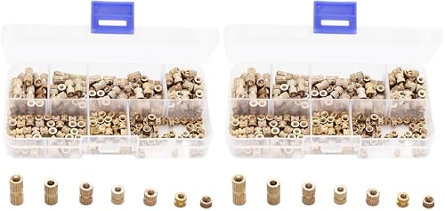 binifiMux M3 brass knurled threaded inserts and female press-in heat-set nuts assortment kit for plastic, 300 pieces