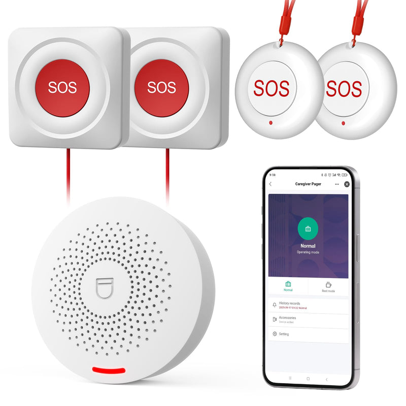 Caregiver Call Button Wireless Call Button for Elderly at Home,WiFi Panic Button,Life Alert Systems for Seniors No Monthly Fee (whiter3) whiter3