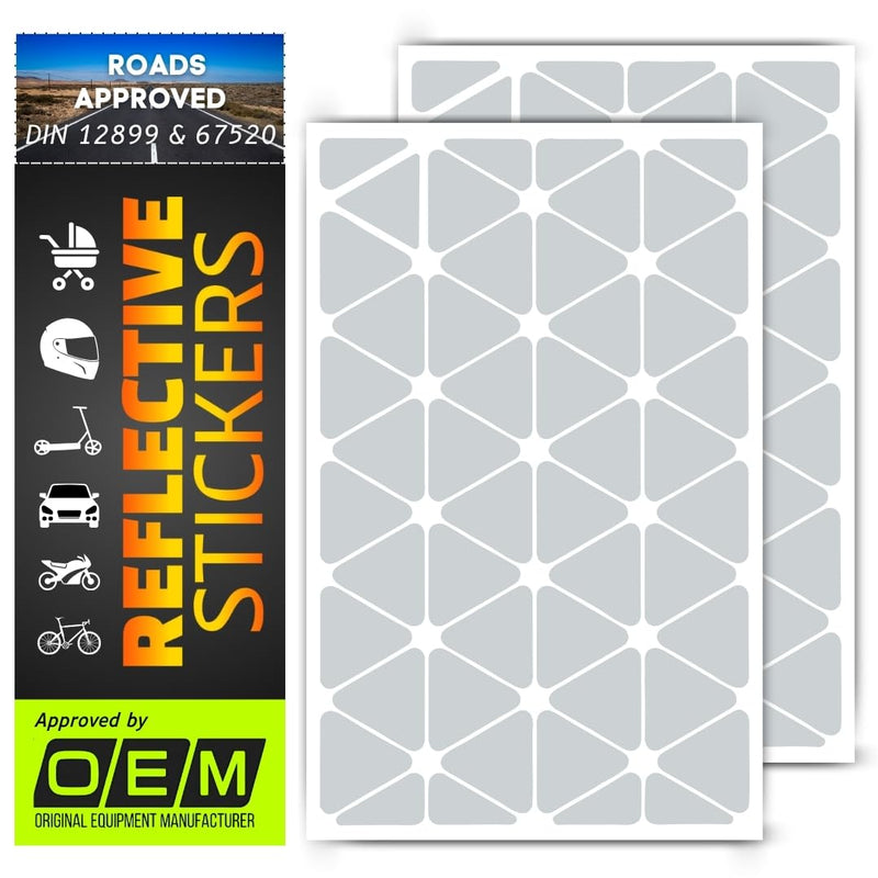DIN 67520 Triangles reflectors Reflective Tape Stickers Trailers Cars Motorcycle Fire Helmet Rims Bicycle Decals Vehicles Mailbox Numbers Made with ORA FOL 5600 Material (White, 96Pcs) (White) White