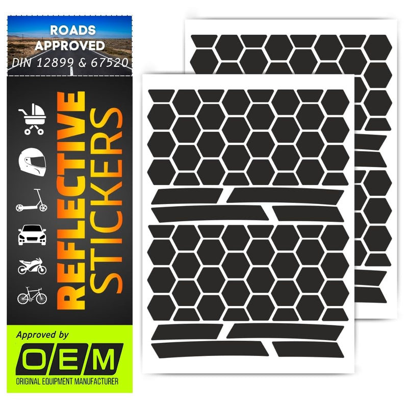 DIN 67520 reflectors Reflective Tape Stickers Waterproof Trailers Cars Motorcycle Fire Helmet Rims Bicycle Decals Vehicles Mailbox Numbers Made with ORA FOL 5600 Material (Black, 144Pcs) Black