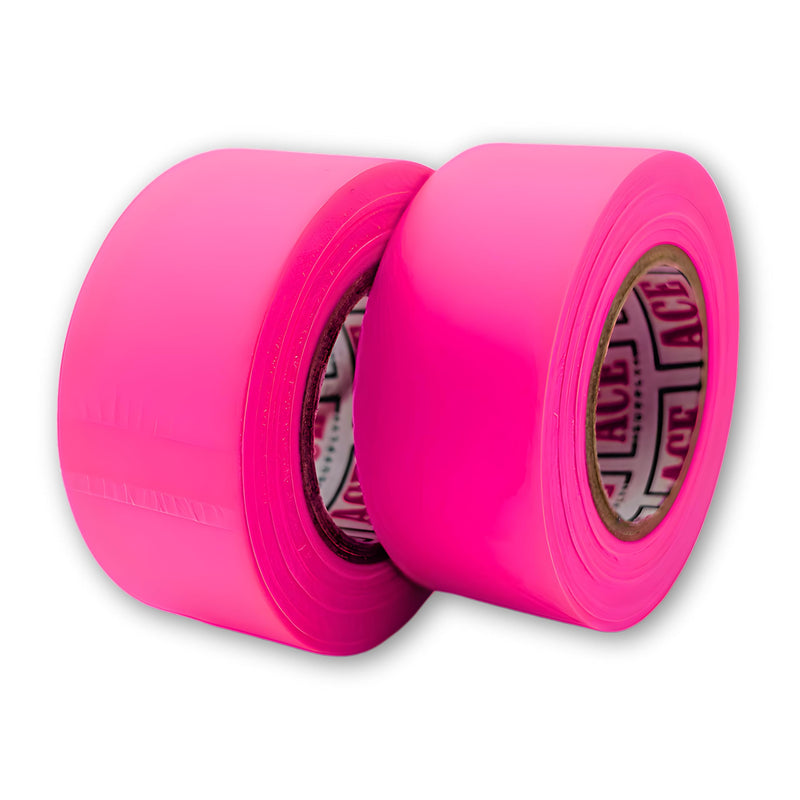 ACE Supply Pink Flagging Tape - 2 Pack - 1-3/16 Inch Width, 150 Ft Length, 2 Mil - Non-Adhesive Survey Tape - Tree Marking Ribbon, Surveyors Ribbon