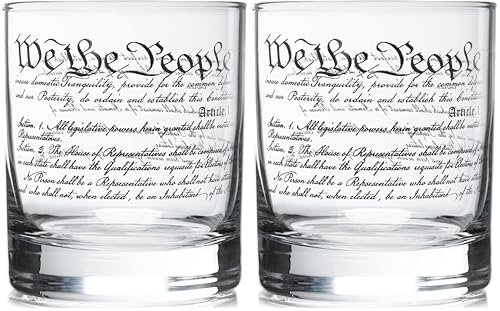 Rogue River Tactical USA Constitution Preamble Patriotic Veteran Old Fashioned Glass Gift For Patriot (Pack of 2) 11 Ounces (Pack of 2)