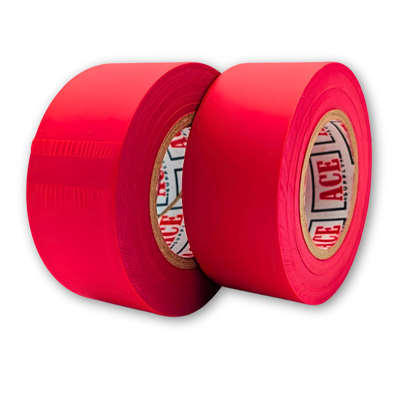 ACE Supply Red Flagging Tape - 2 Pack - 1-3/16 Inch Width, 150 Ft Length, 2 Mil - Non-Adhesive Survey Tape - Tree Marking Ribbon, Surveyors Ribbon