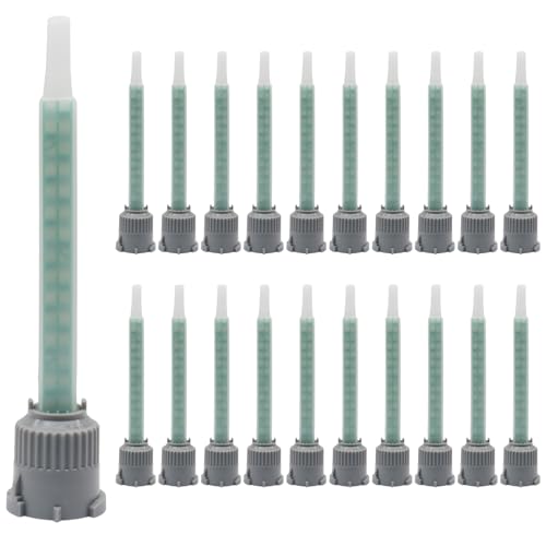 Rierdge 50ml dual-barrel resin applicator mixing nozzles, 20-piece adhesive dispenser accessory set