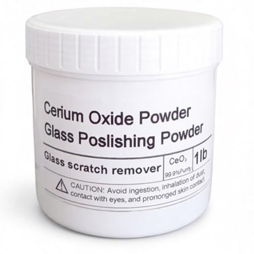 1 lb Cerium Oxide Polishing Powder in Plastic Bottle, 3.5-Micron High-Grade Compound for Fine Scratch Repair and Polishing of Glass Surfaces and Ceramics