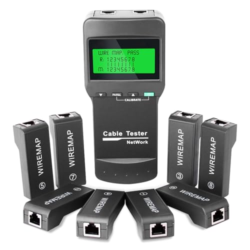 TesterOn network cable tester with 8 remote testers for Cat5, Cat5e, Cat6, and Cat6e Ethernet cables