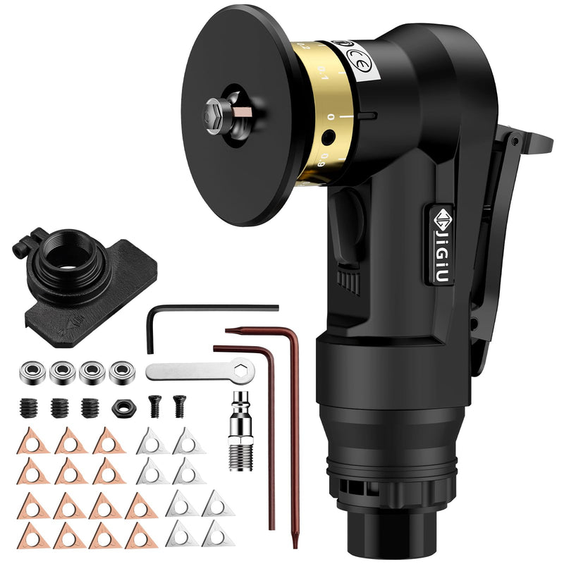 [Australia - AusPower] - Upgraded Air Chamfer Tool with Straight Guide Plate Mini Pneumatic Chamfering Machine 30000RPM 45°Pneumatic Beveling Machine 0.1-0.9mm Depth Adjust with 1/4 Inch Air Inlet for Metal Wood-Black Black 