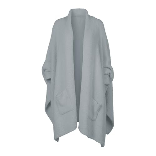 Wearable Blanket Sherpa Poncho Unique Office Work Warm Cozy Shawl TV Throw Blankets, Plush Cape Wrap for Adults Dark-gray